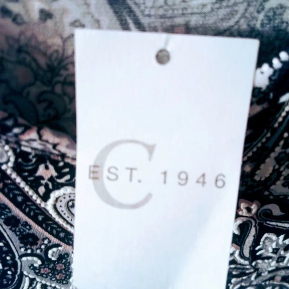 NWT C est 1946 Blouse/Top Black/White Paisley - Picture 3 of 7